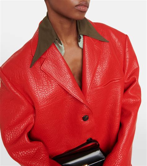 prada jacke roter streifen|Jacke aus Leder in Rot .